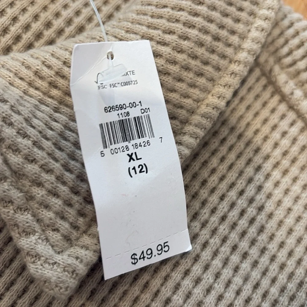 NWT | Gap Kids Waffle Knit Beige Zip-Up Sweater - Size XL